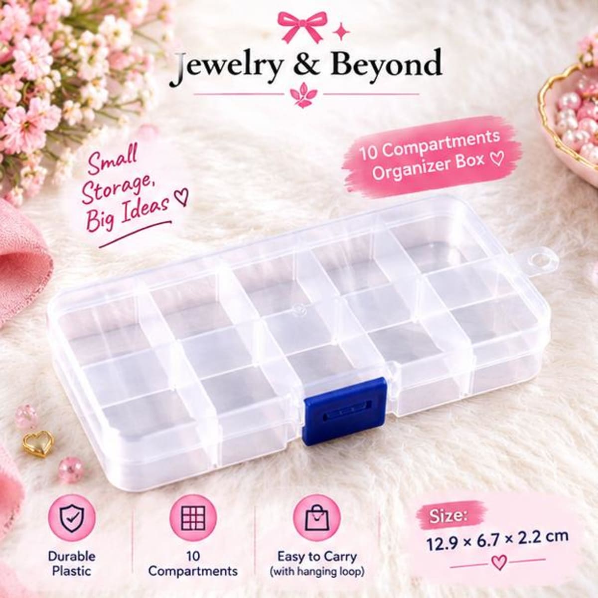 10-Compartment Jewelry Organizer Box