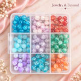 8mm Crack Beads – 180+ Mixed Beads with Box