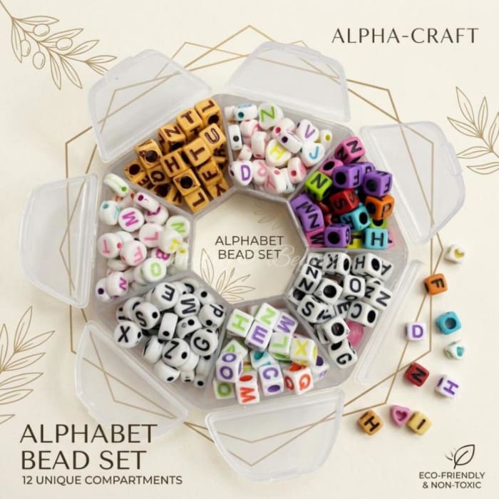 Premium 7-Style Letter Beads Combo Box with Storage Organizer