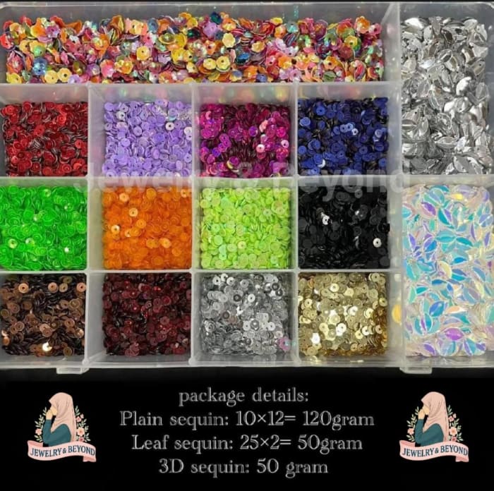 Multi-Compartment Sequin Kit / Sequins Assortment Box (Brand: Jewelry & Beyond)