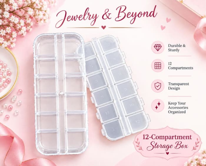 12-Compartment Transparent Storage Box