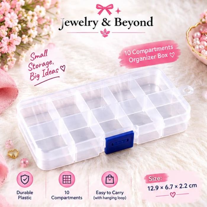 10-Compartment Jewelry Organizer Box