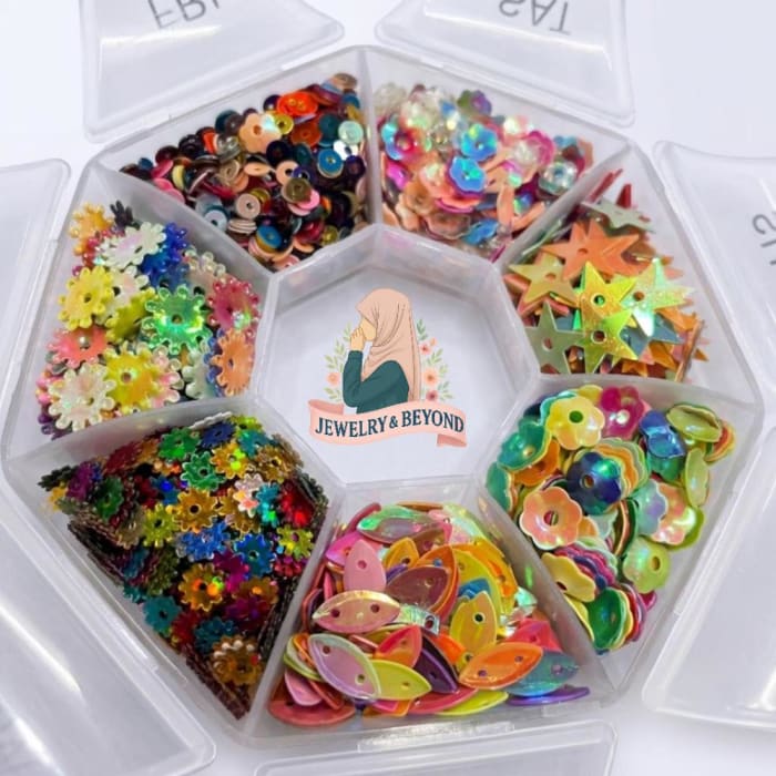 Premium 3D Sequin Organizer Combo Box (7-Compartment)