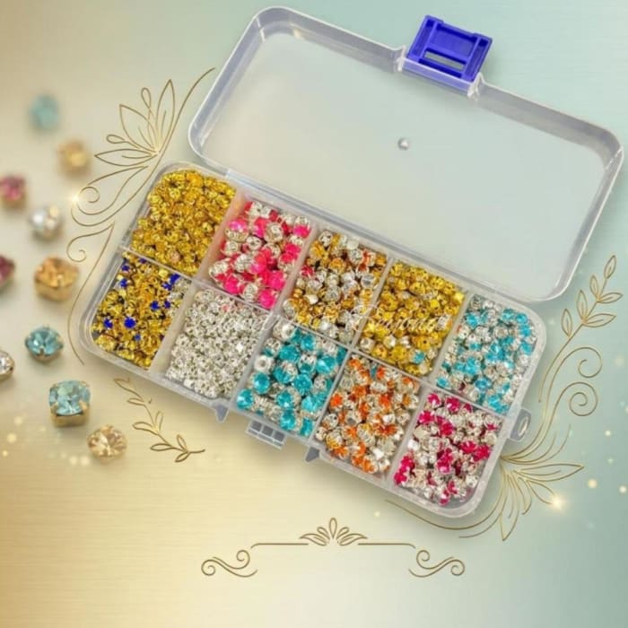 4mm Crystal Beads Combo Set (10 Colors / 10 Lines) with Free 10-Grid Storage Box