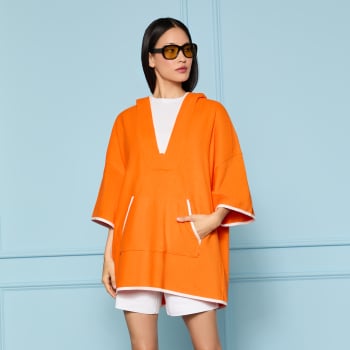COTTON TERRY BEACH PONCHO in SHOCKING ORANGE