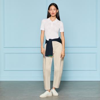 LTD RELEASE STRETCH COTTON GABARDINE BARREL LEG TROUSER in PUMICE