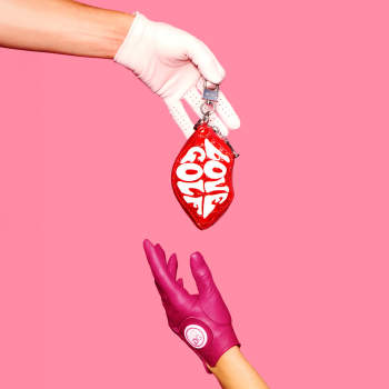 Alternative image of LOVE G CROC-EMBOSSED LEATHER COIN PURSE KEYCHAIN in Lava