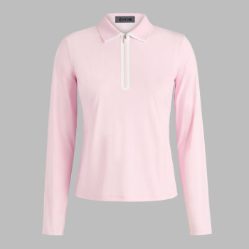 SILKY TECH NYLON LONG SLEEVE ZIP POLO in Blush