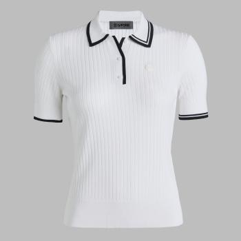 RIBBED KNIT SWEATER POLO in Snow