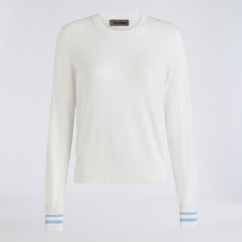 COOLING COTTON CREWNECK SWEATER in CHALK WHITE