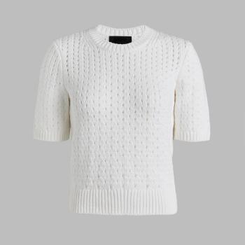 LTD RELEASE VILLA COTTON BLEND CROPPED SHORT SLEEVE SWEATER in Snow