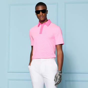 Alternative image of FEEDER STRIPE FINE TECH JERSEY POLO in KNOCKOUT PINK