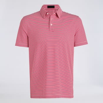 ALL PLAY STRIPE STRETCH KNIT POLO in RUBY