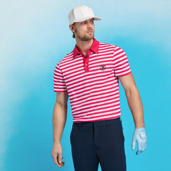 Alternative image of LTD RELEASE 2026 U.S. OPEN BRETON STRIPE COTTON POLO in FRAMBOISE / SNOW
