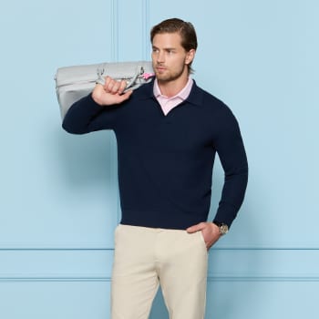 Alternative image of JOHNNY COLLAR COOLING COTTON JUMPER POLO in Twilight