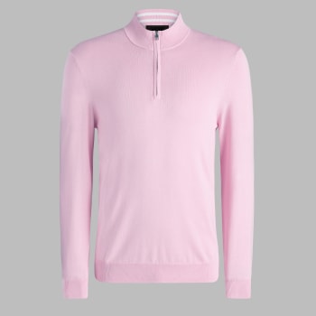 COOLING COTTON 1/4 ZIP SWEATER in DARK BLUSH