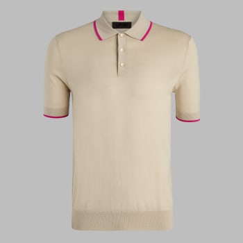 LTD RELEASE MERINO WOOL KNIT JUMPER POLO in PUMICE