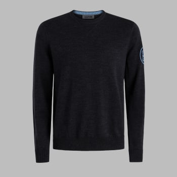 CIRCLE G'S MERINO WOOL CREWNECK JUMPER in CHARCOAL MELANGE