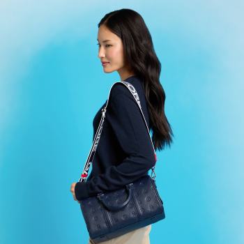 Alternative image of EMBOSSED SKULL & TEES LEATHER MINI DUFFEL CART BAG in Twilight