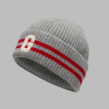 STRIPED IT LETTER G WOOL CASHMERE BEANIE in Nimbus