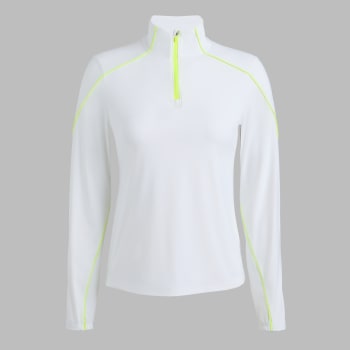 SUN SHIELD SILKY TECH NYLON QUARTER ZIP PULLOVER in SNOW / ELECTRIC