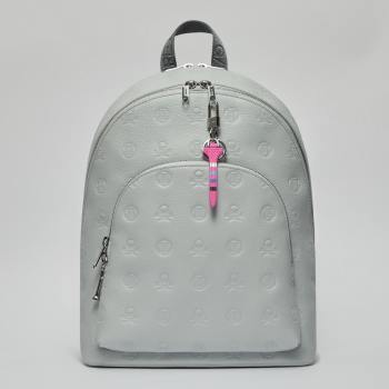 EMBOSSED SKULL & TEES LEATHER BACKPACK in Nimbus