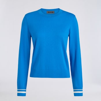COOLING COTTON CREWNECK SWEATER in Cerulean