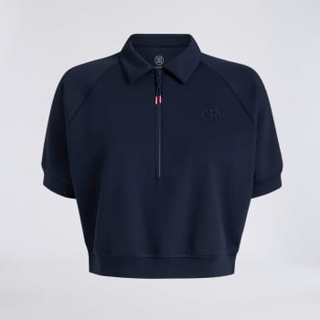 CROPPED STRETCH SCUBA 1/2 ZIP POLO in Twilight
