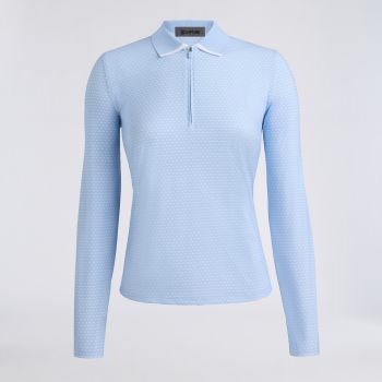 GEO 2 SILKY TECH NYLON LONG SLEEVE 1/4 ZIP POLO in SKY / SNOW