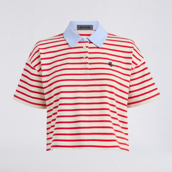 G SCRIBE BOXY RUGBY POLO in CHALK WHITE / LAVA