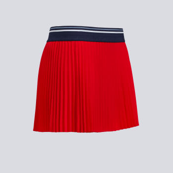MICROPLEAT STRETCH WOVEN HIGHWAISTED SKORT in Lava