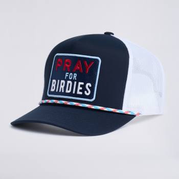 PRAY FOR BIRDIES RETRO MID TRUCKER HAT in TWILIGHT / RWB