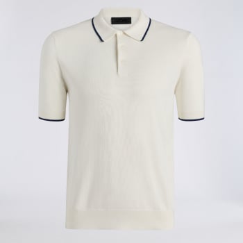 COOLING COTTON SWEATER POLO in CHALK WHITE