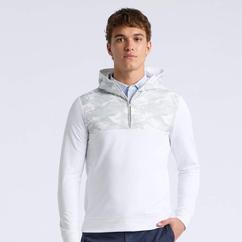 トップス BELVET Camo Zip Hoodie white CAMO BRUSHED BACK TECH TERRY 1/4 ZIP HOODIE | MEN'S PULLOVERS