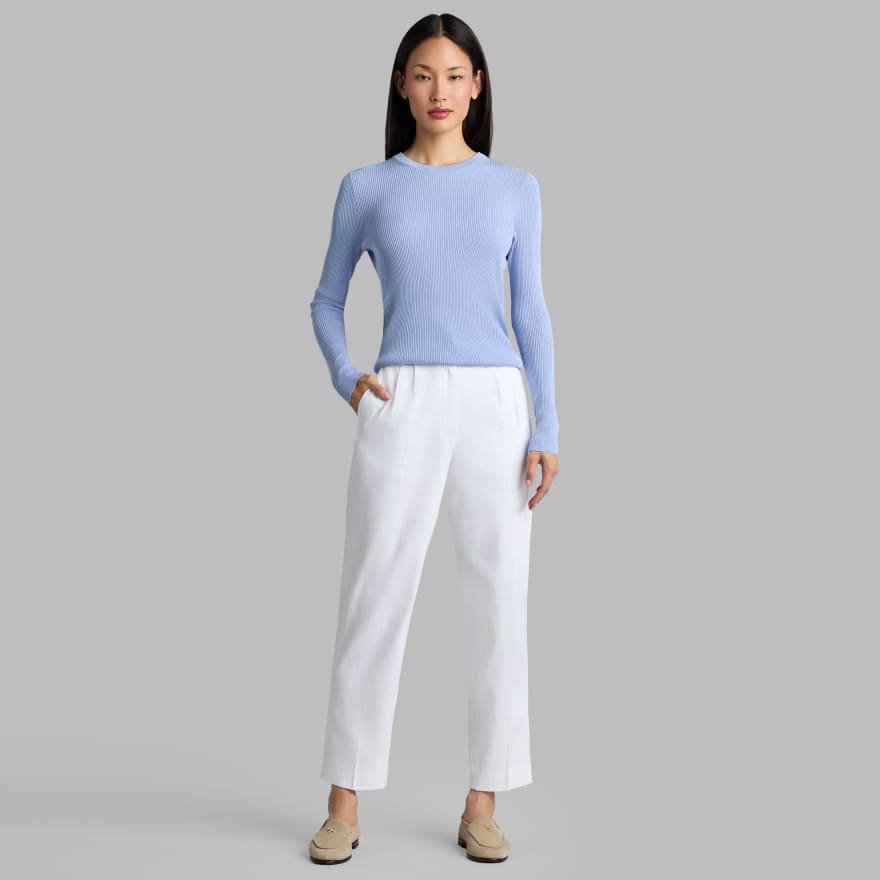 LTD RELEASE LINEN CROPPED PLEATED TROUSER in Snow image number 3