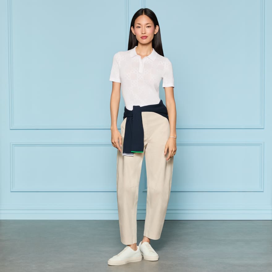 LTD RELEASE STRETCH COTTON GABARDINE BARREL LEG TROUSER in PUMICE image number 2