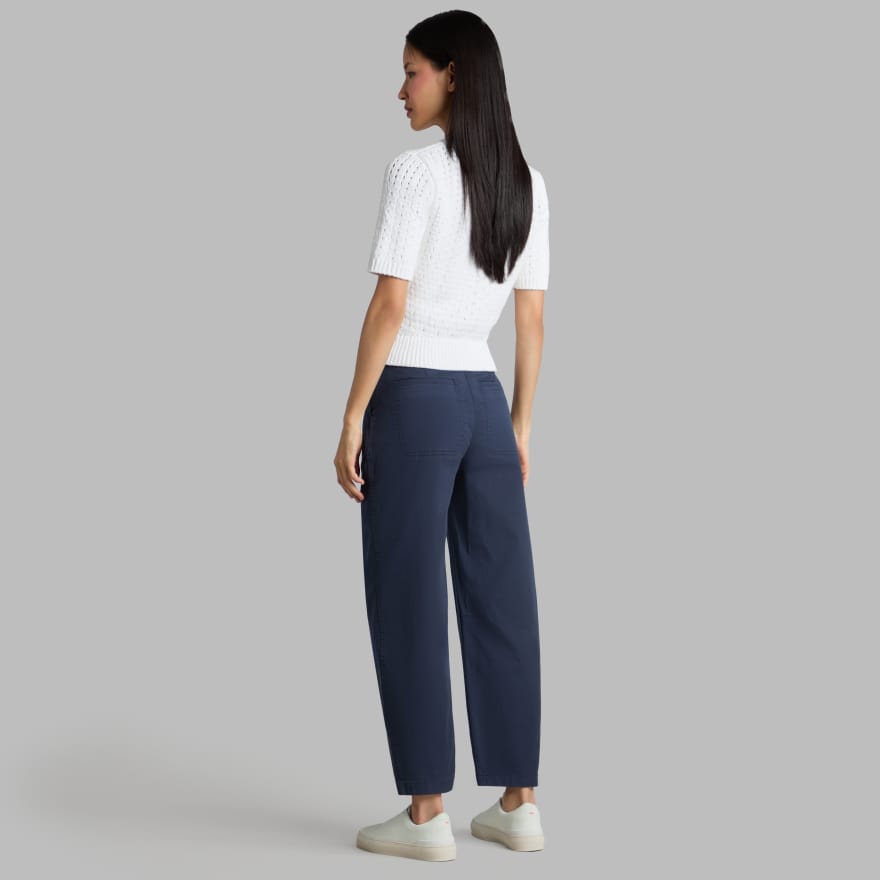 LTD RELEASE STRETCH COTTON GABARDINE BARREL LEG TROUSER in Twilight image number 4