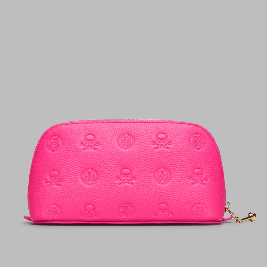 DEBOSSED SKULL & TEES COSMETICS CASE in KNOCKOUT PINK image number 2