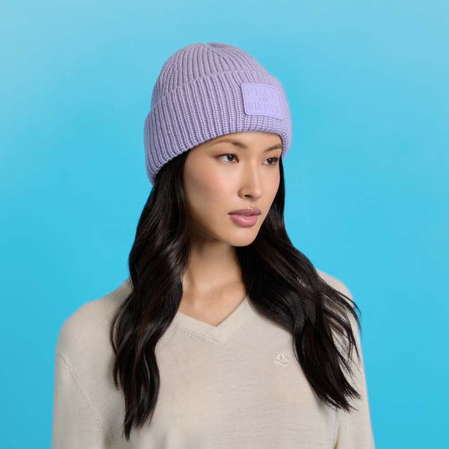 PRAY FOR BIRDIES WOOL CASHMERE BEANIE in IRIS image number 3
