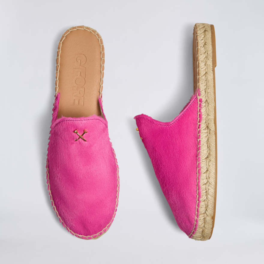 WOMEN'S METAL TEES PONY HAIR ESPADRILLE in KNOCKOUT PINK image number 3