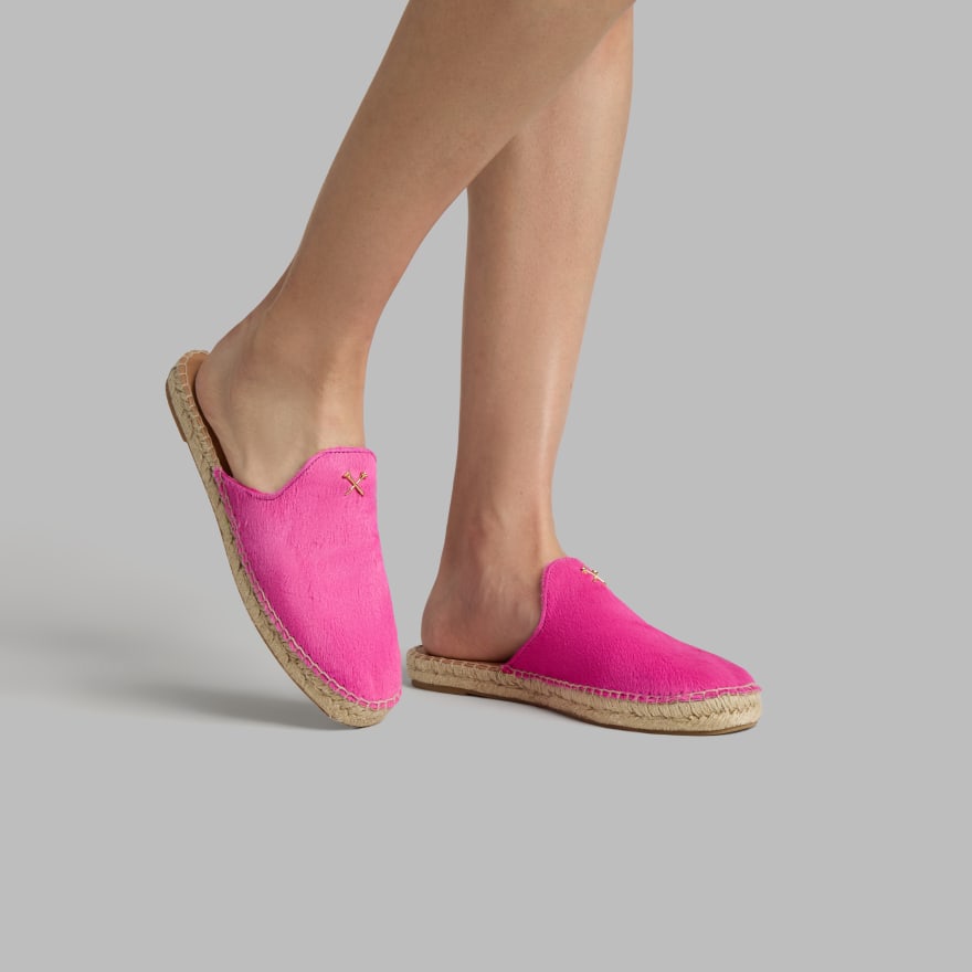 WOMEN'S METAL TEES PONY HAIR ESPADRILLE in KNOCKOUT PINK image number 6