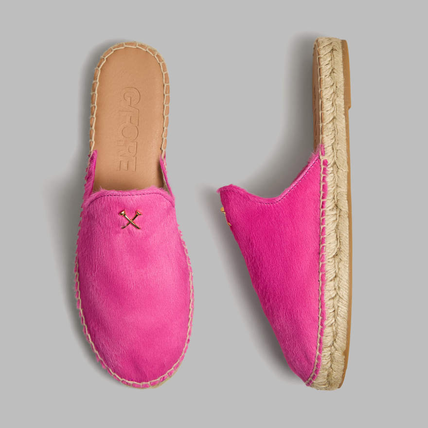 WOMEN'S METAL TEES PONY HAIR ESPADRILLE in KNOCKOUT PINK image number 1