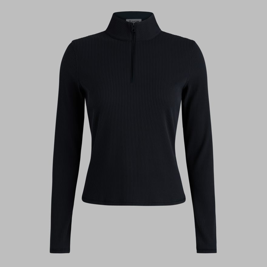 FITTED RIB 1/4 ZIP PULLOVER in Onyx image number 1