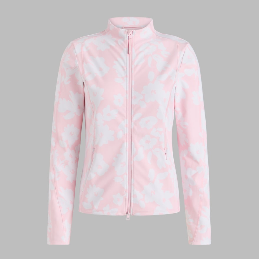 PRINTED BRUSH BACK STRETCH PULLOVER in Blush image number 1