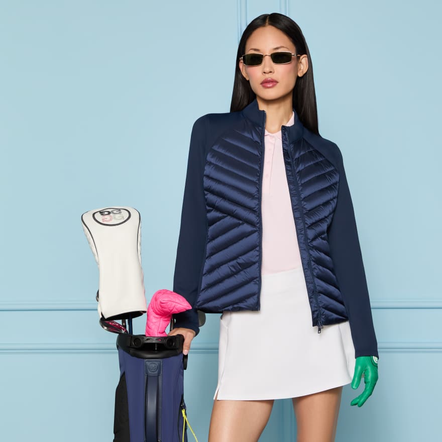 V-DOWN QUILTED HYBRID JACKET in Twilight image number 2