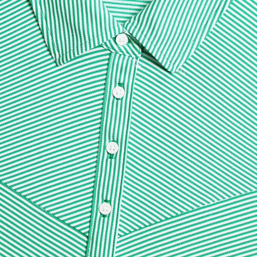 CHEVRON STRIPE TECH PIQU&Eacute; SLEEVELESS POLO in Clover image number 5