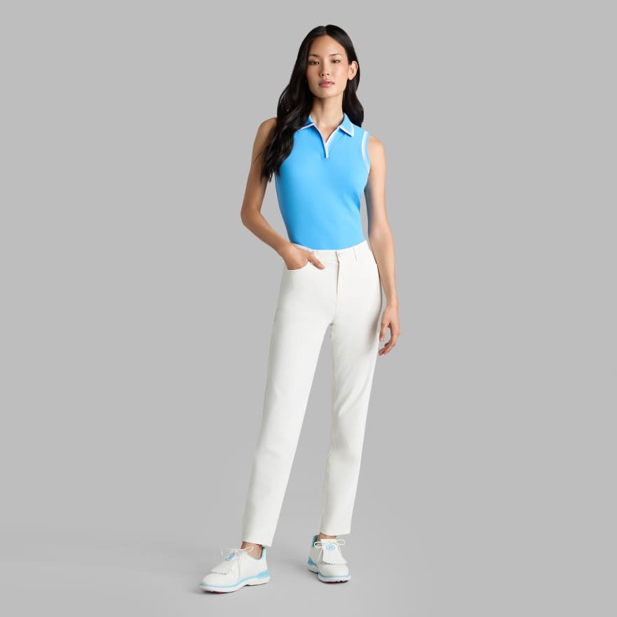 JOHNNY COLLAR RIBBED TECH SLEEVELESS POLO in Azul image number 3
