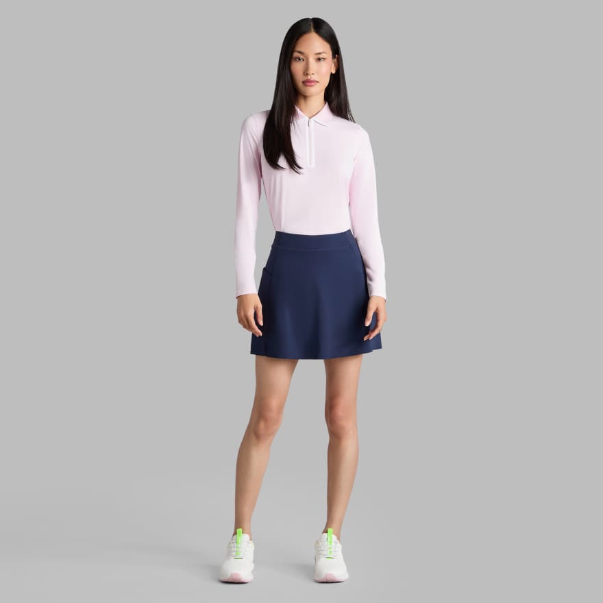 SILKY TECH NYLON LONG SLEEVE ZIP POLO in Blush image number 3