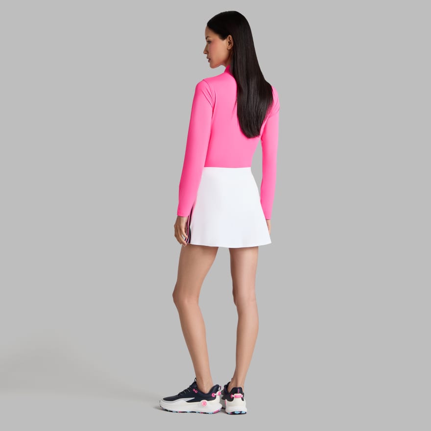 SILKY TECH NYLON LONG SLEEVE ZIP POLO in KNOCKOUT PINK image number 4