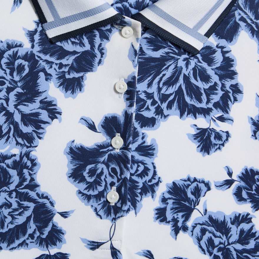 STAMPED FLORAL TECH JERSEY SLEEVELESS POLO in Willow image number 5